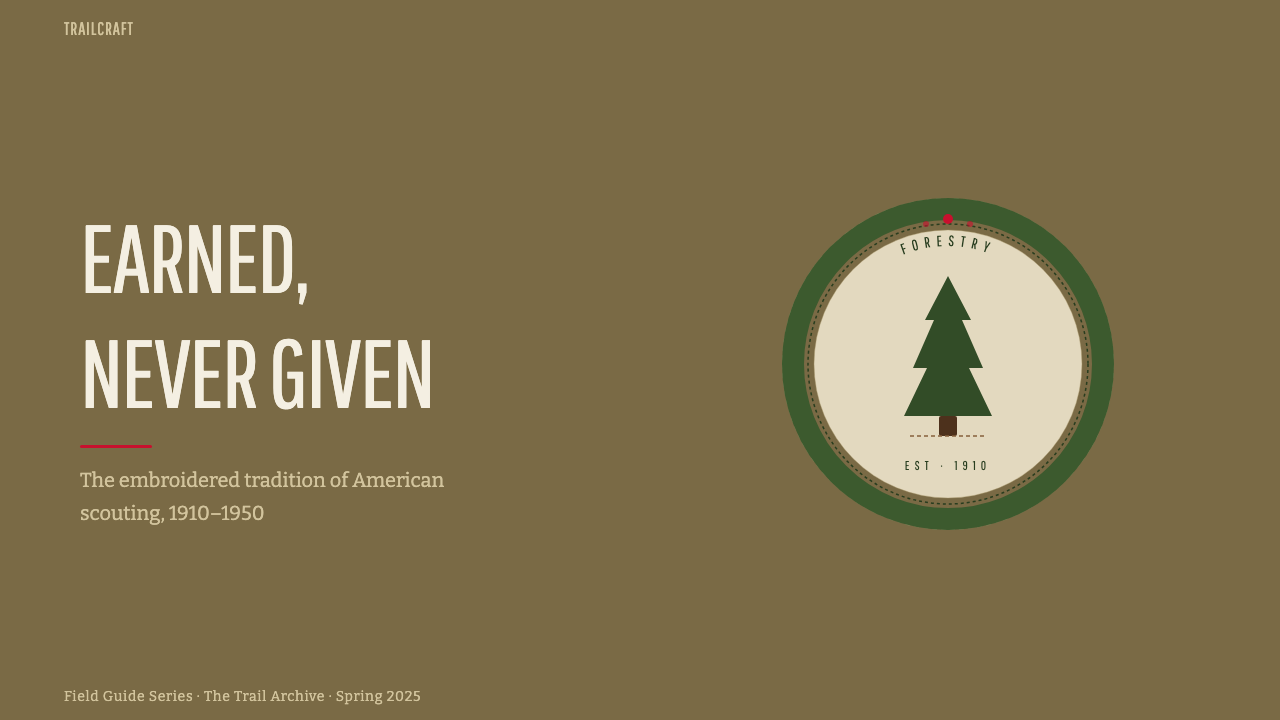Scout Merit Badges design style applied to a Slide · cover