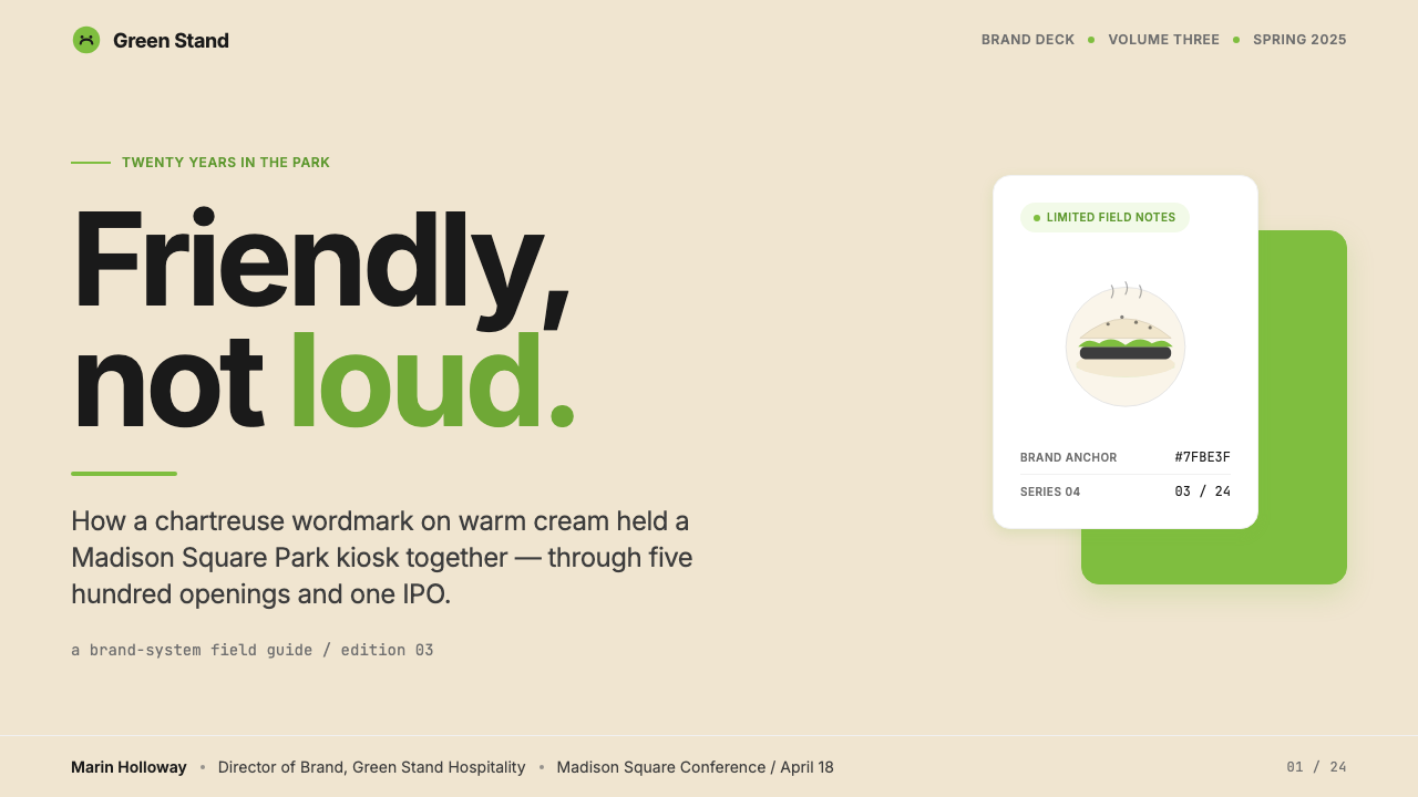 Shake Shack (Green-Chartreuse) design style applied to a Slide · cover