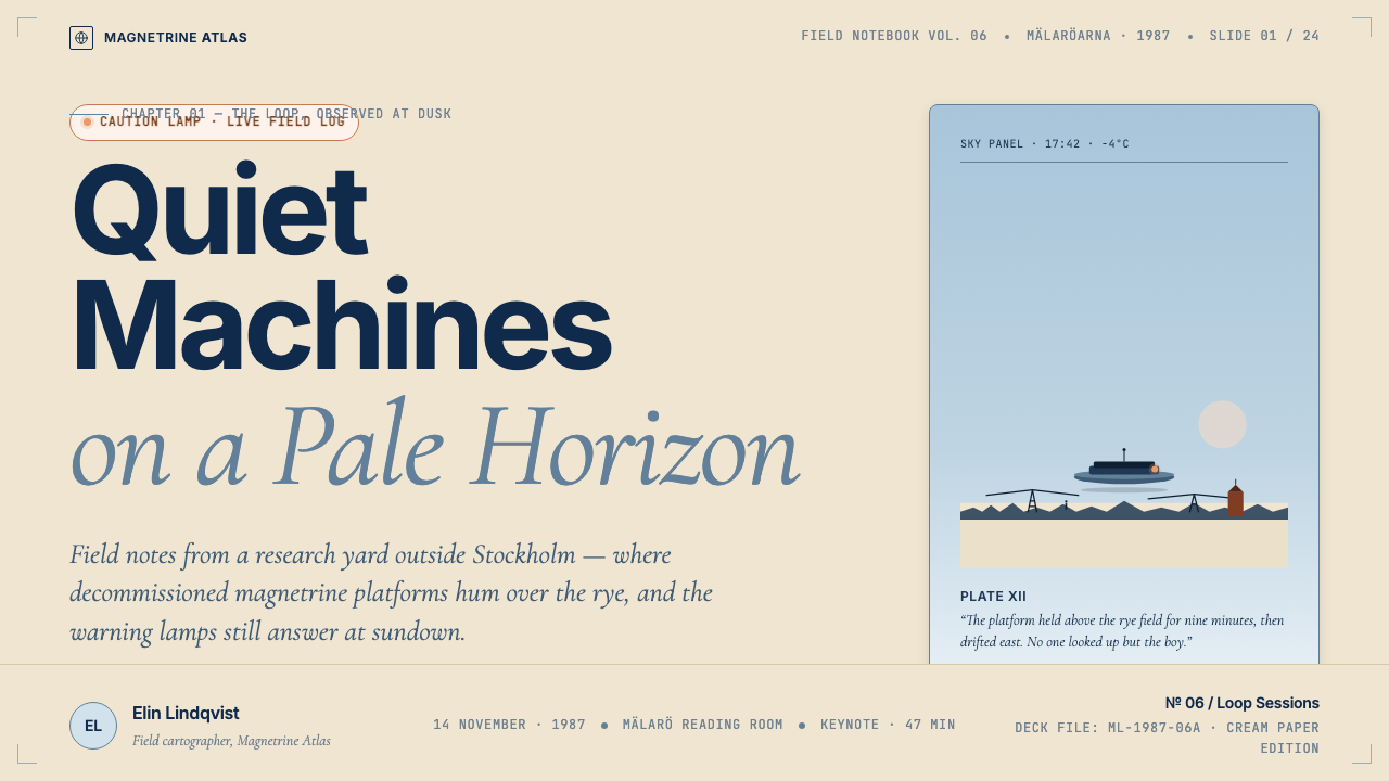 Simon Stålenhag — Tales from the Loop design style applied to a Slide · cover
