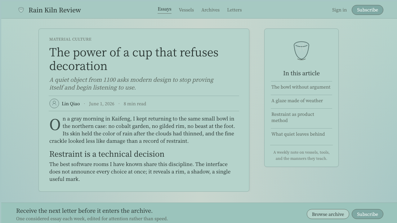 Song Ru Ware 宋汝窑 design style applied to a Article page
