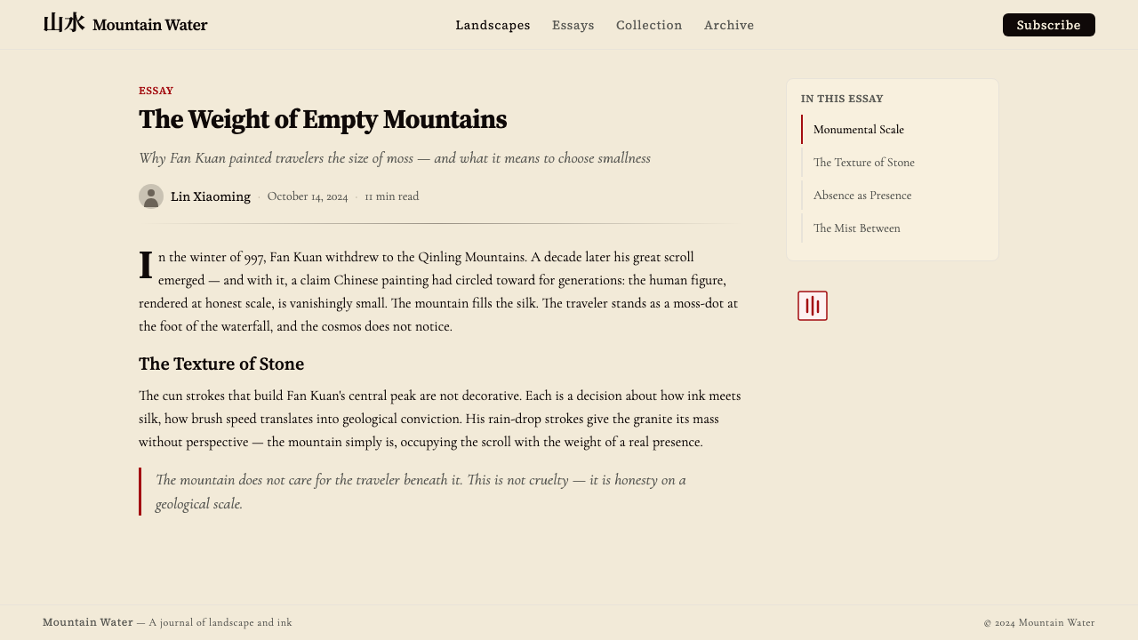 Song Landscape Painting (1100) design style applied to a Article page