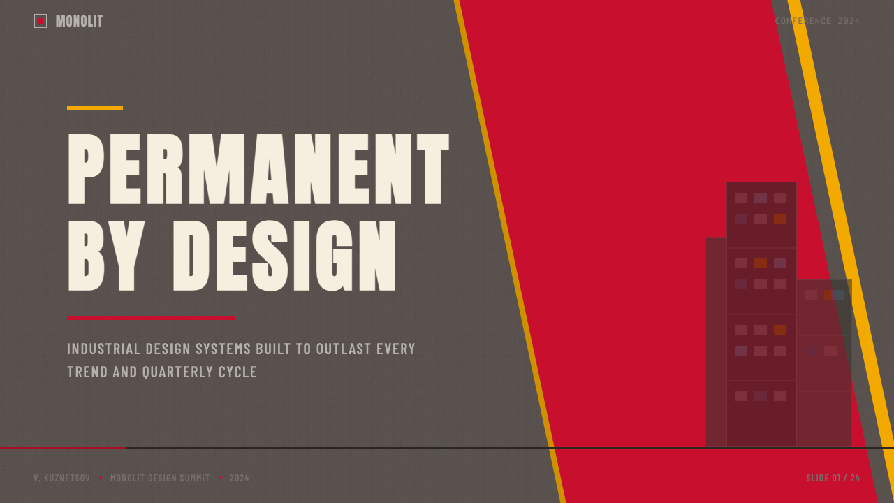 Soviet Brutalism (1972) design style applied to a Slide · cover
