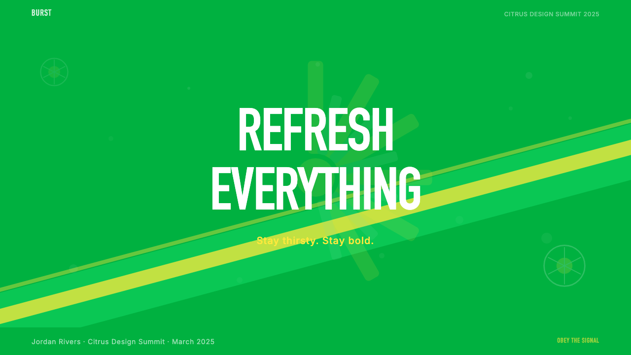 Sprite — Obey Your Thirst design style applied to a Slide · cover