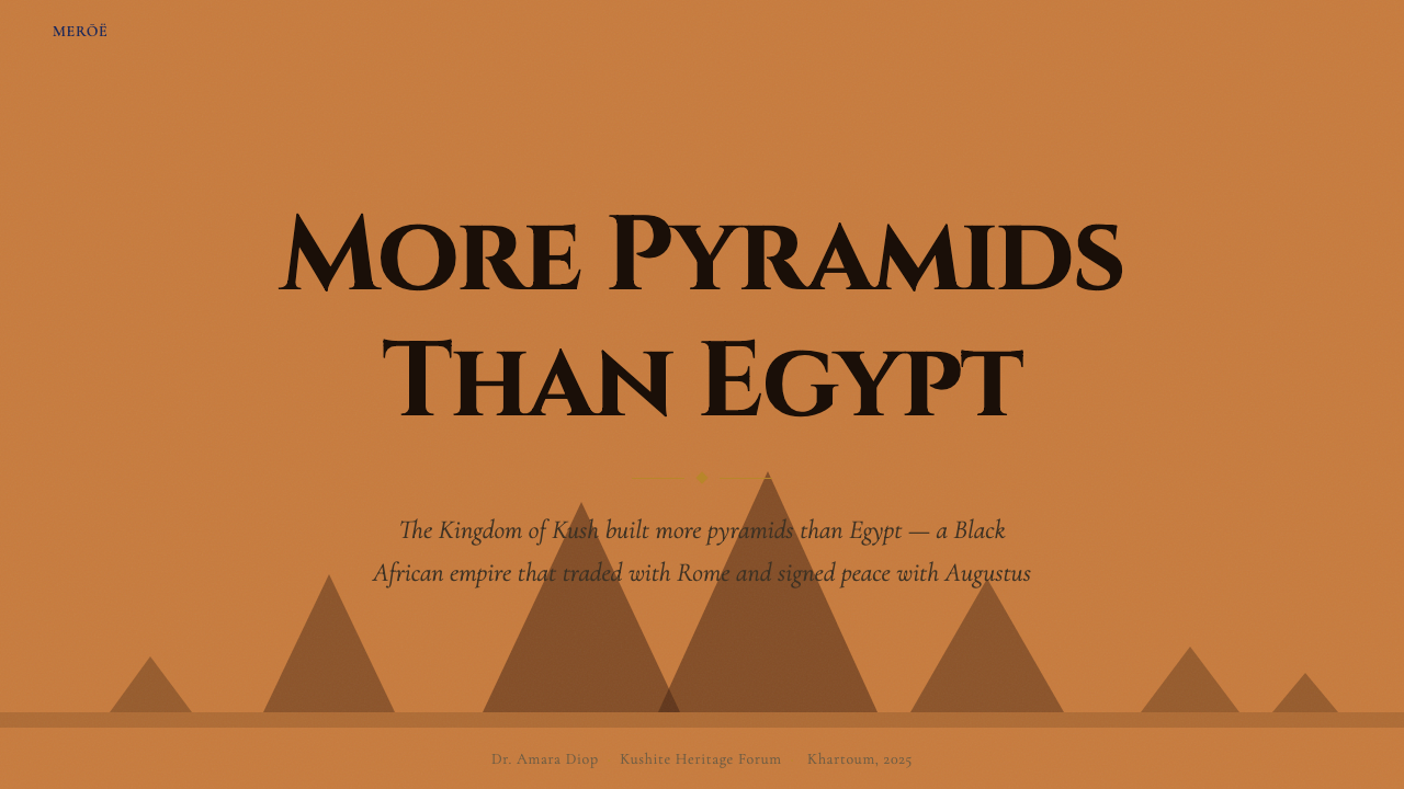 Sudanese Nubian Meroë Pyramid design style applied to a Slide · cover