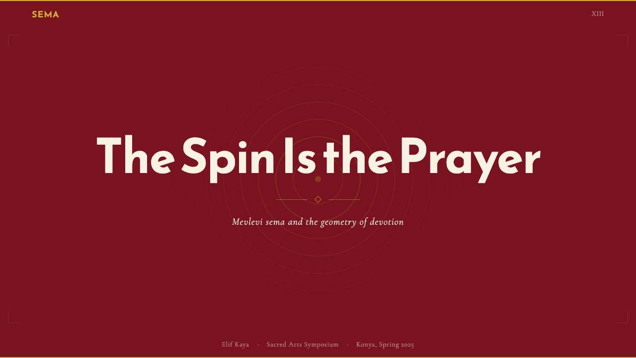 Sufi Whirling (Konya) design style applied to a Slide · cover