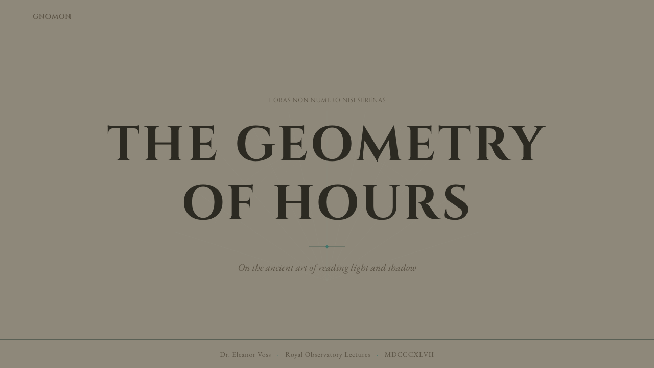Engraved Sundial design style applied to a Slide · cover