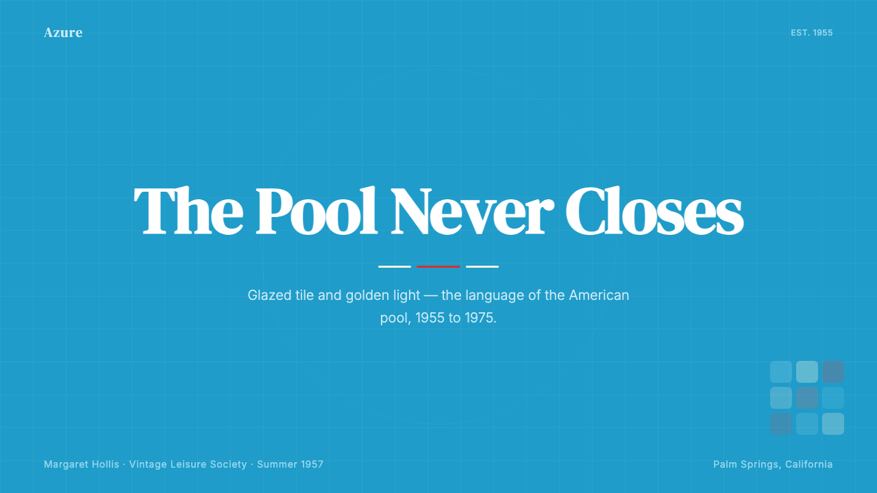 Swimming Pool Vintage Cyan Tile (1950) design style applied to a Slide · cover