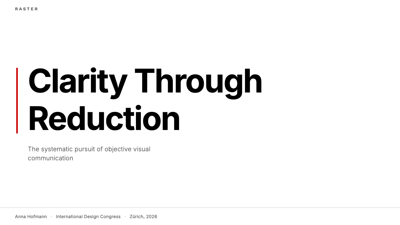 Swiss International Style design style applied to a Slide · cover
