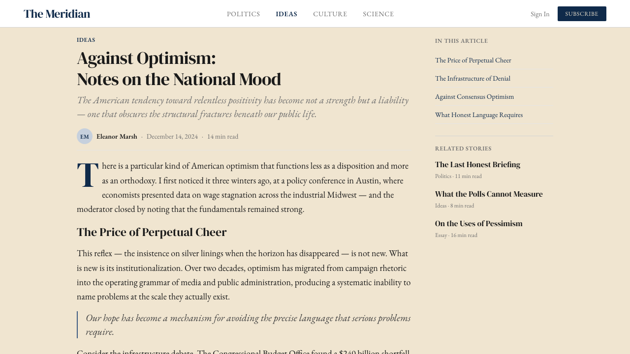 The Atlantic Monthly design style applied to a Article page