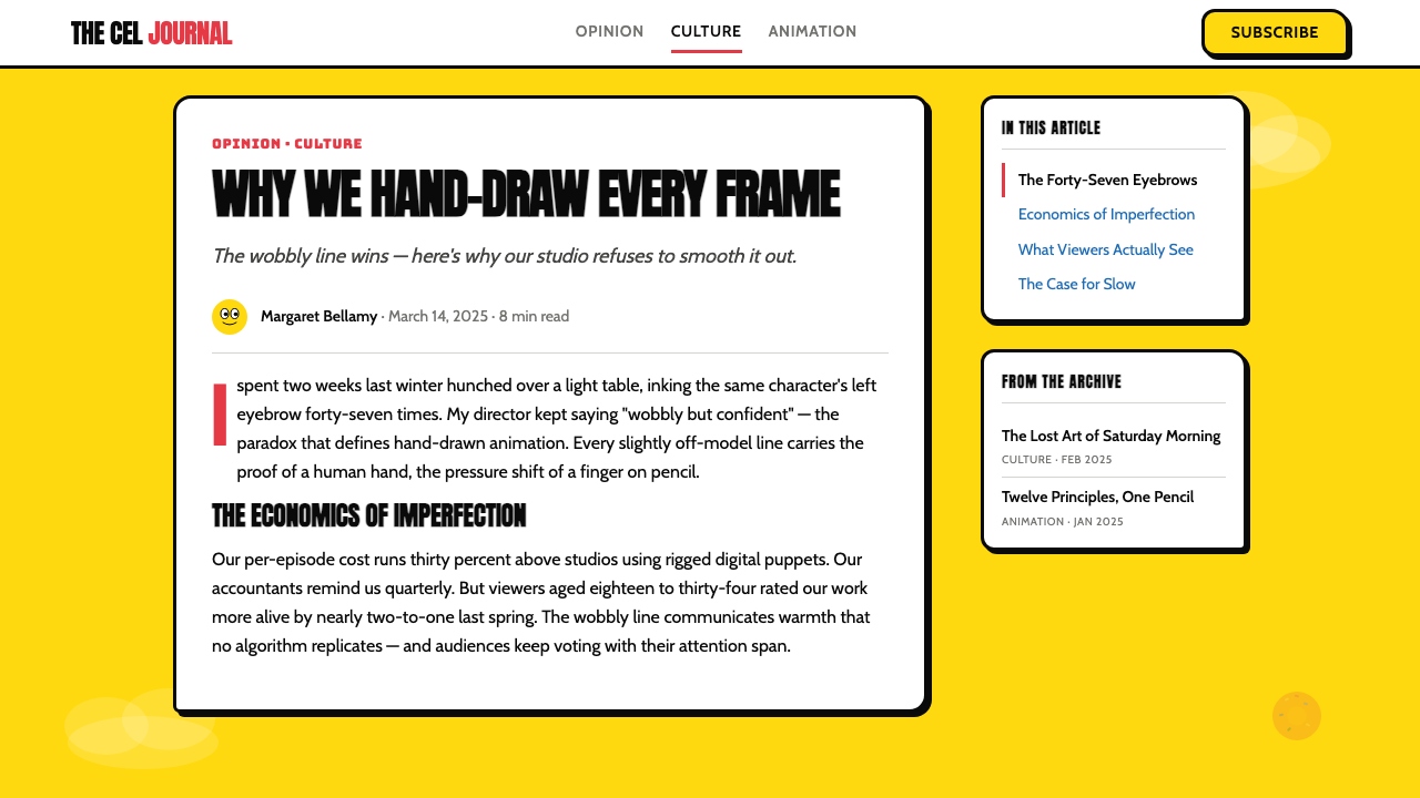 The Simpsons Yellow design style applied to a Article page