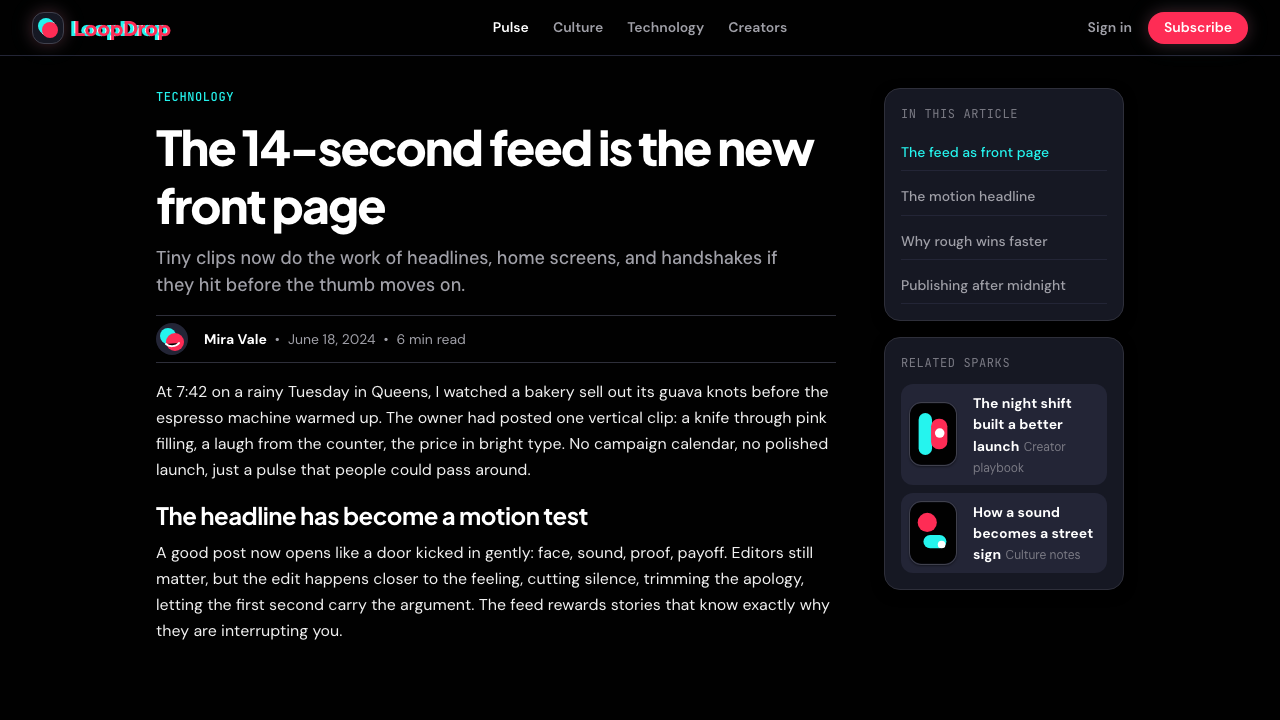 TikTok 2024 design style applied to a Article page