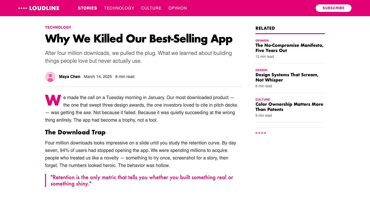 T-Mobile Magenta design style applied to a Article page