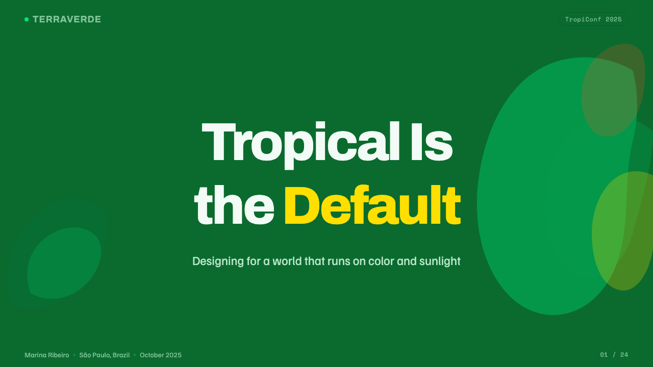 Tropicália Modern design style applied to a Slide · cover