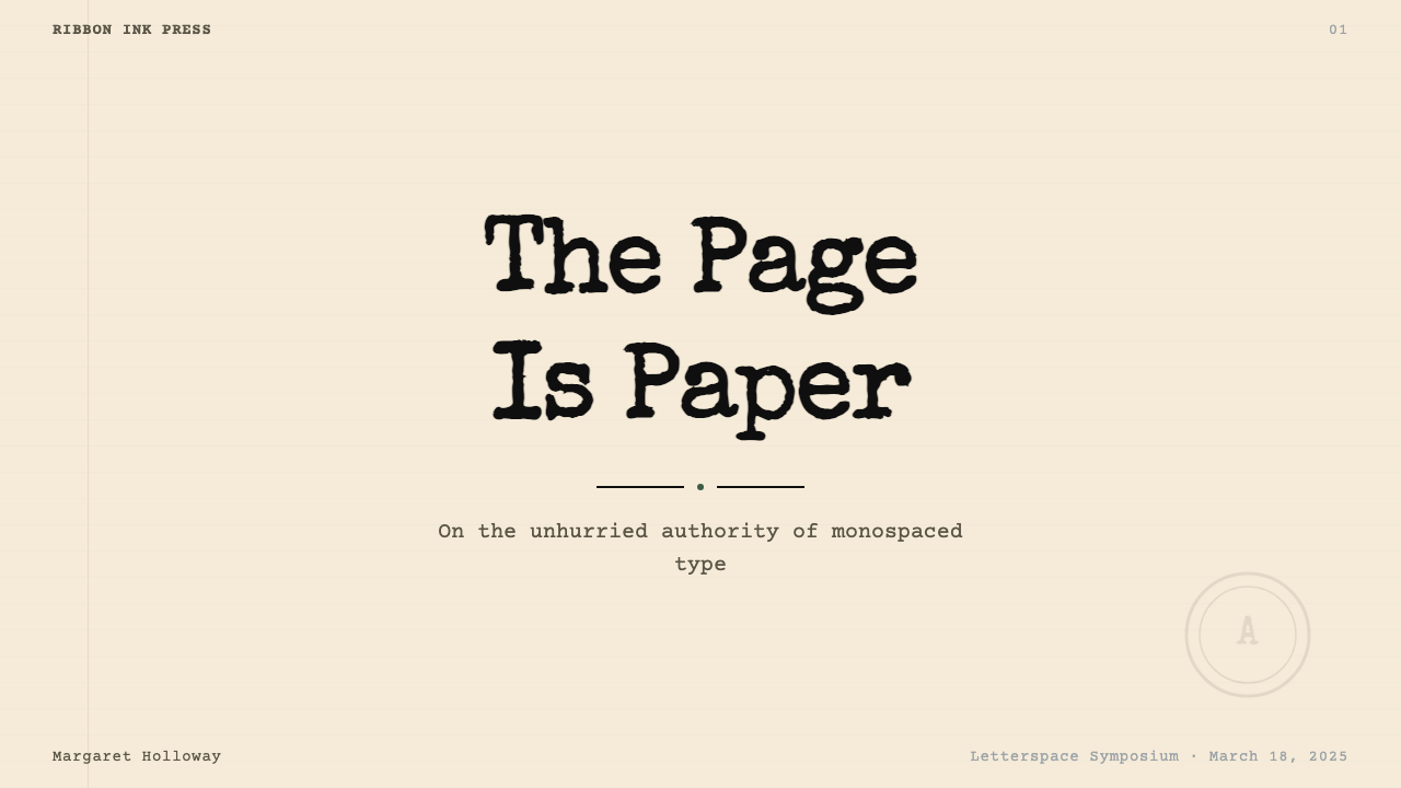 Typewriter Courier (1955) design style applied to a Slide · cover