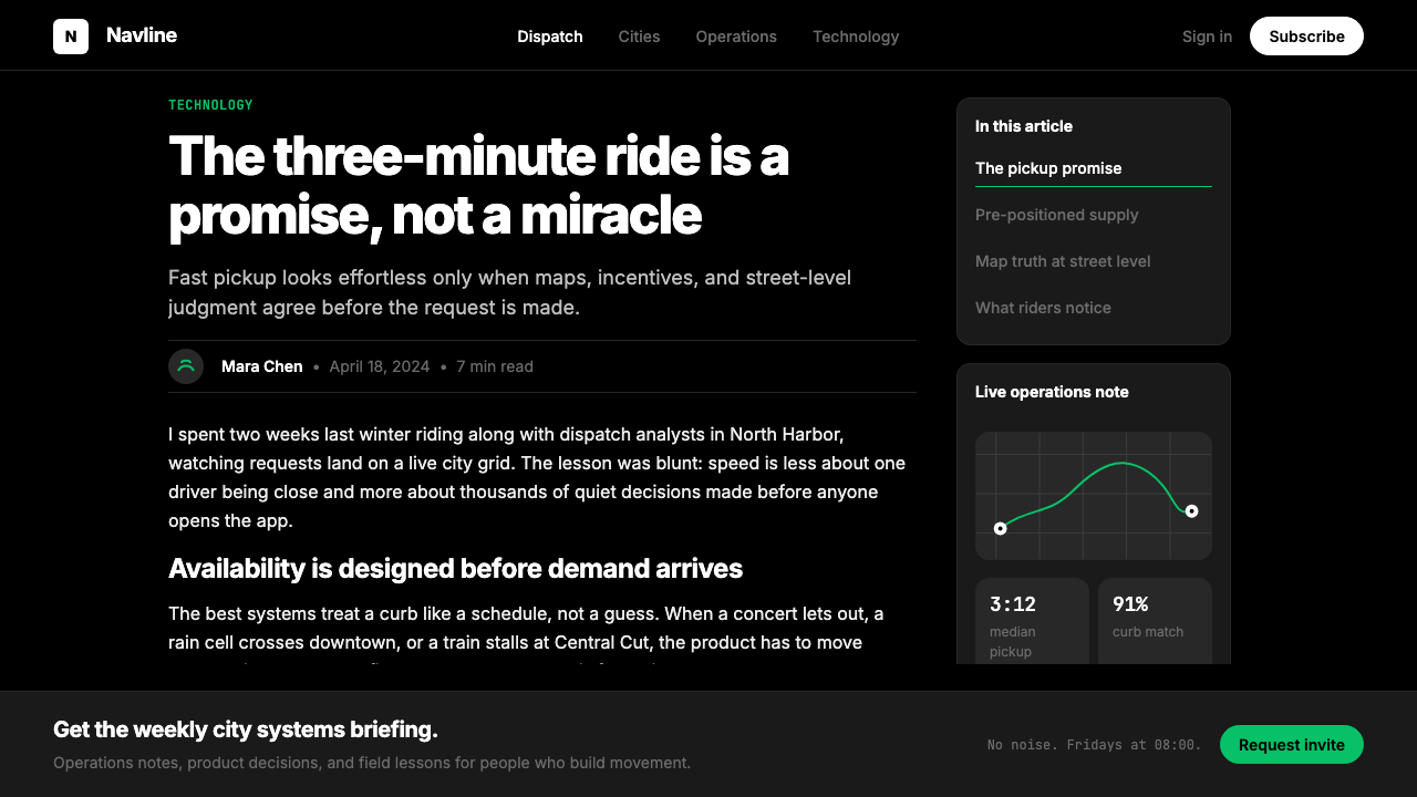 Uber 2024 design style applied to a Article page