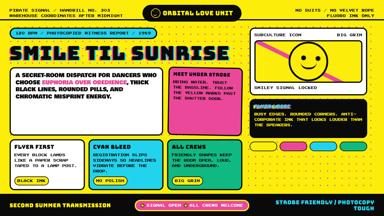 UK Acid House (1989) design style applied to a Article page