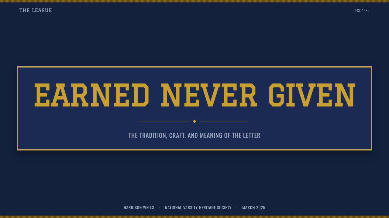 Varsity Letterman design style applied to a Slide · cover