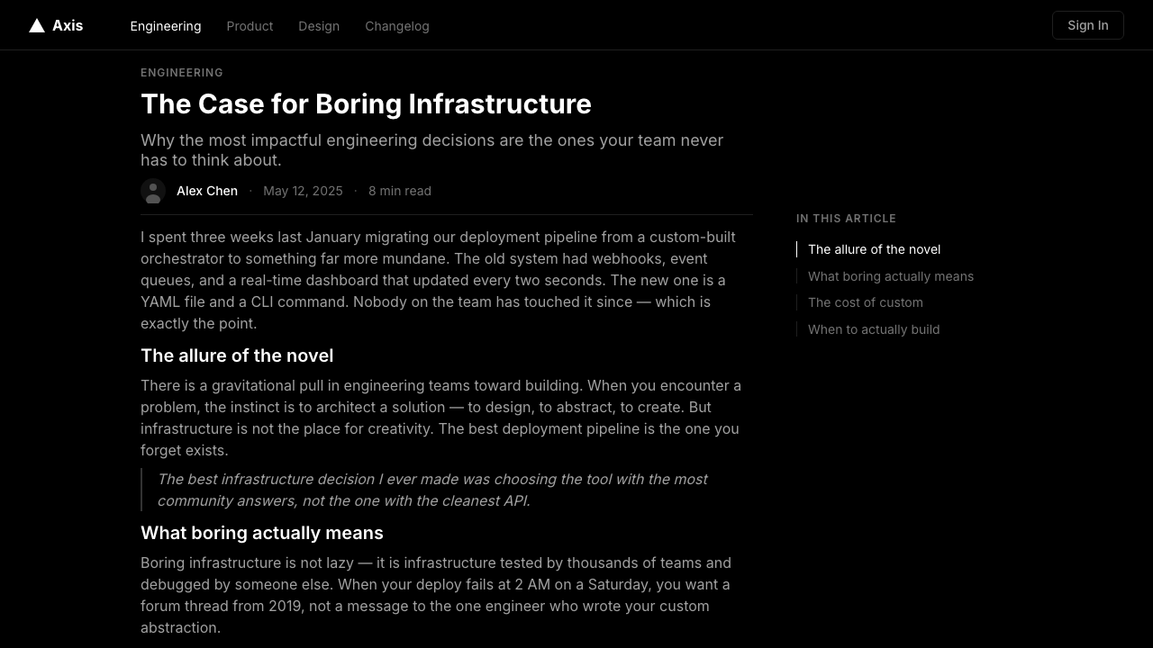Vercel 2024 design style applied to a Article page