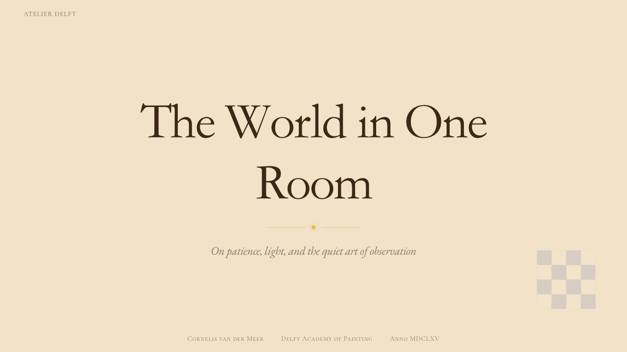 Vermeer Dutch Golden Age design style applied to a Slide · cover