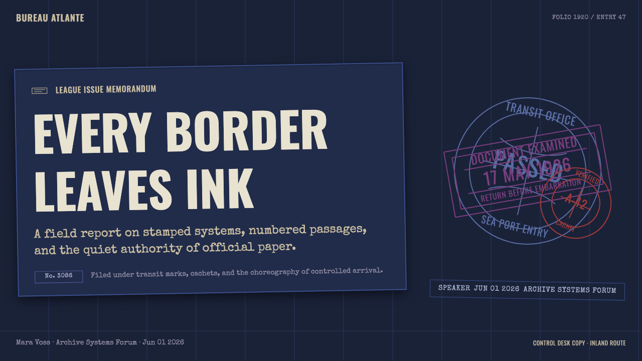 Vintage Passport Stamps design style applied to a Slide · cover