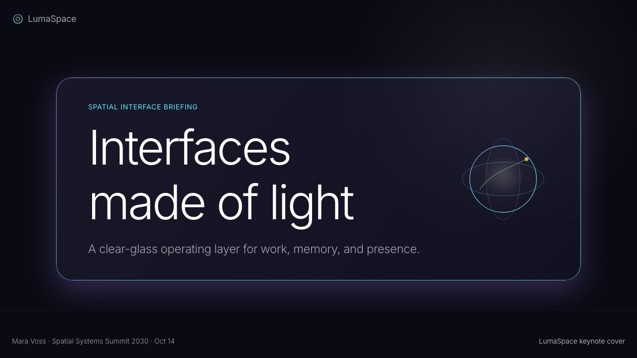 Vision Pro Spatial UI (2030) design style applied to a Slide · cover