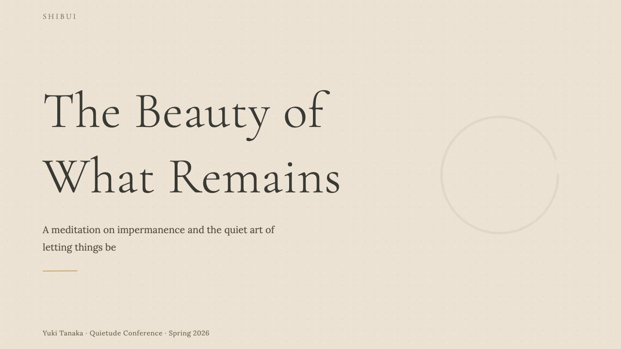 Wabi-Sabi design style applied to a Slide · cover