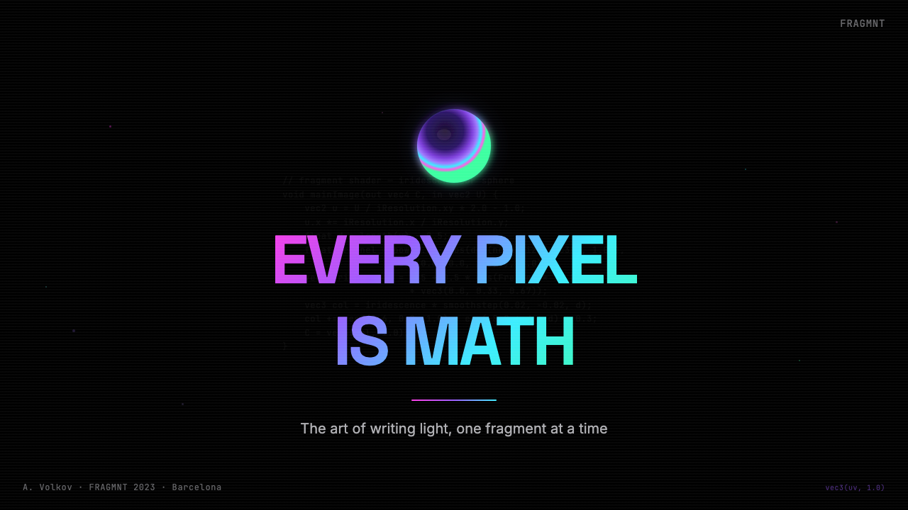WebGL Shader Iridescent (2023) design style applied to a Slide · cover