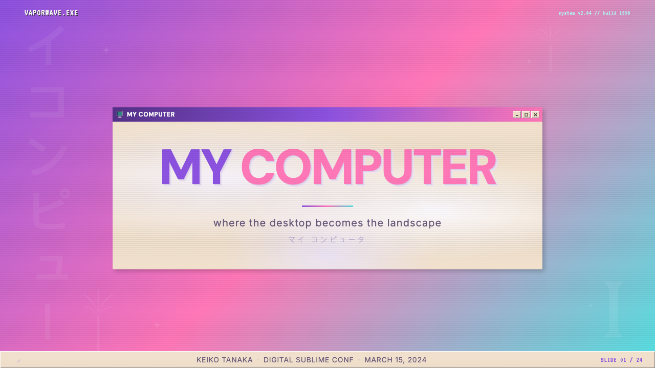Windows 98 Vaporwave design style applied to a Slide · cover
