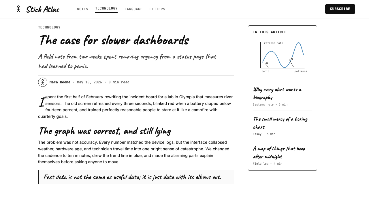 xkcd Stick Figure Comic (2005) design style applied to a Article page