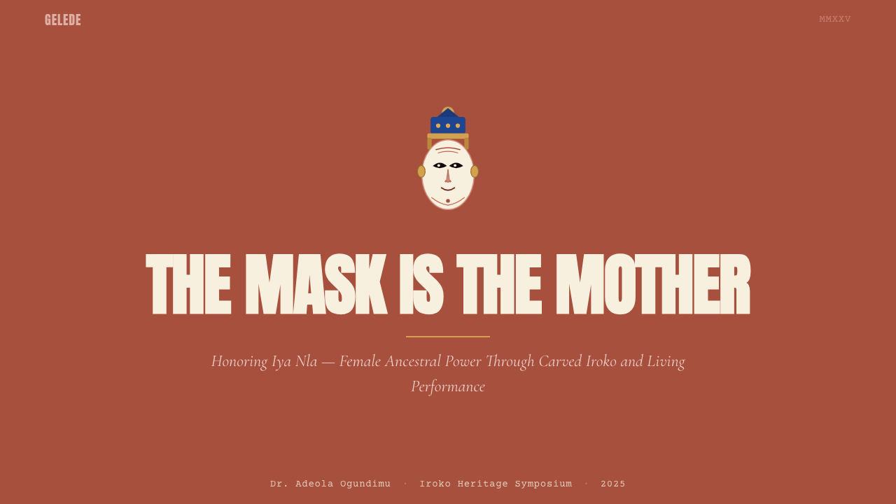 Yoruba Gelede Mask design style applied to a Slide · cover