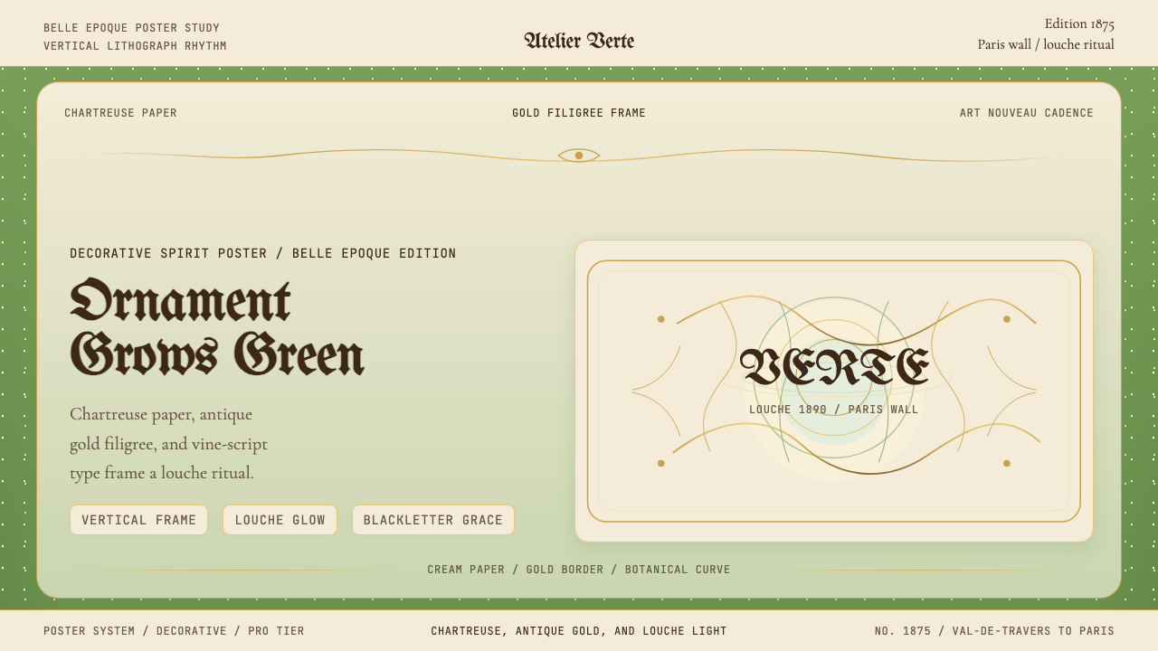 Absinthe Art Nouveau Green (1875) design style — example
