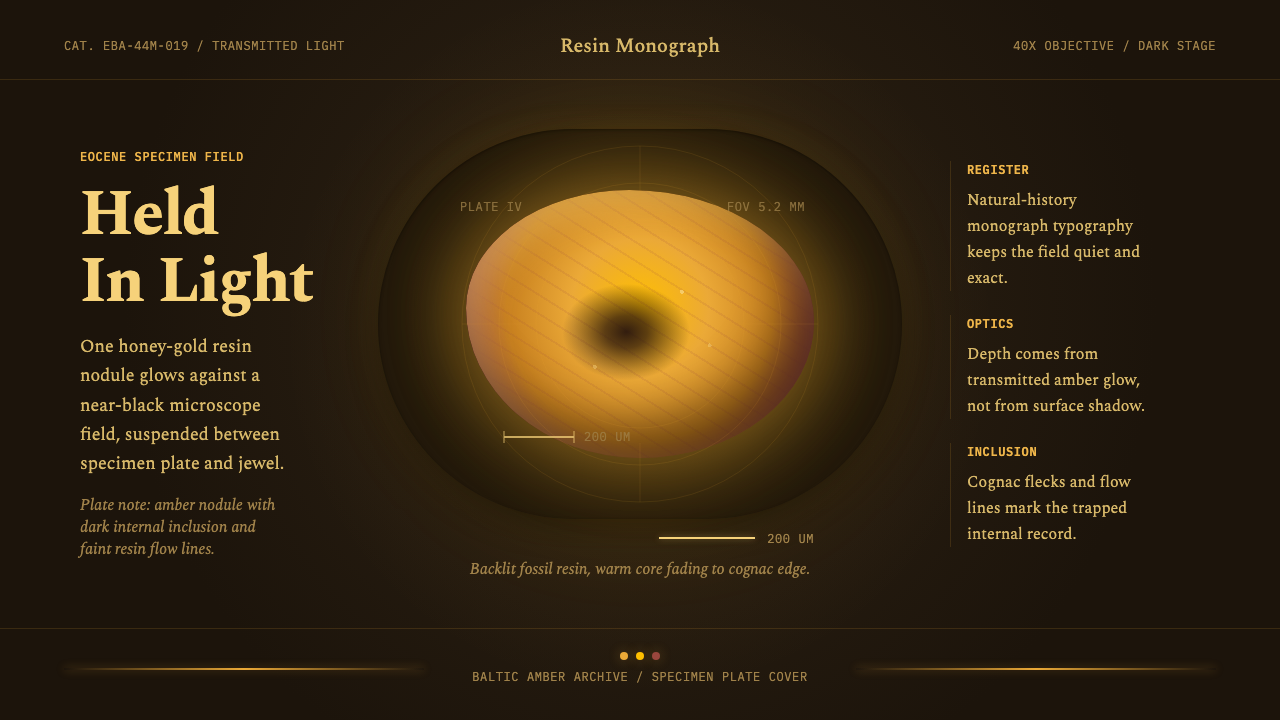 Amber Inclusion Specimen design style