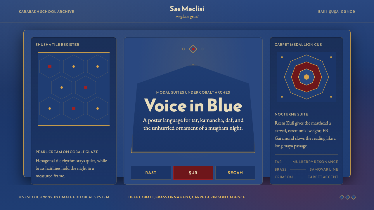 Azerbaijani Mugham Saz Blue design style — example