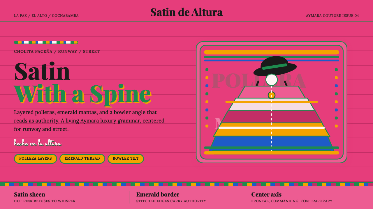 Bolivian Cholita Fashion design style — example