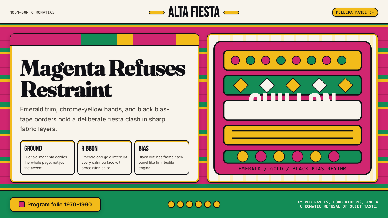 Bolivian Pollera Fiesta Magenta design style — example