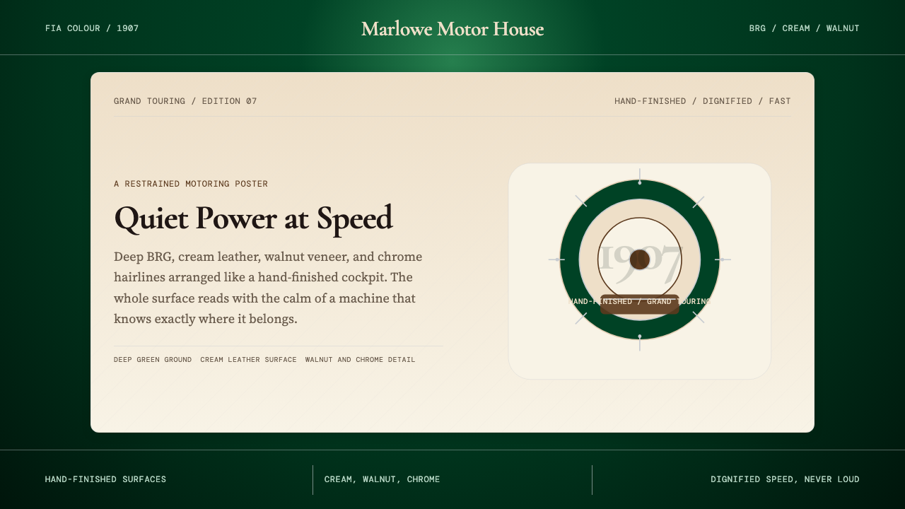 British Racing Green (Motorsport, 1907) design style — example