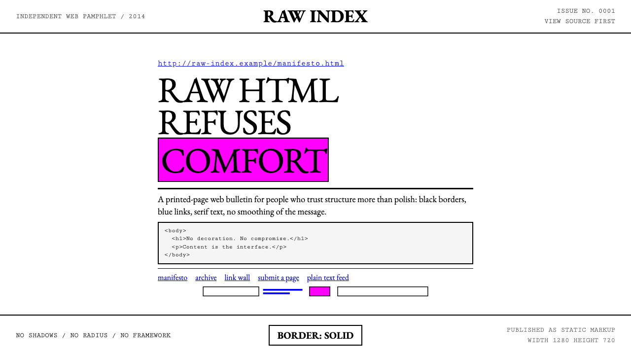 Brutalist Web 2014 design style — example