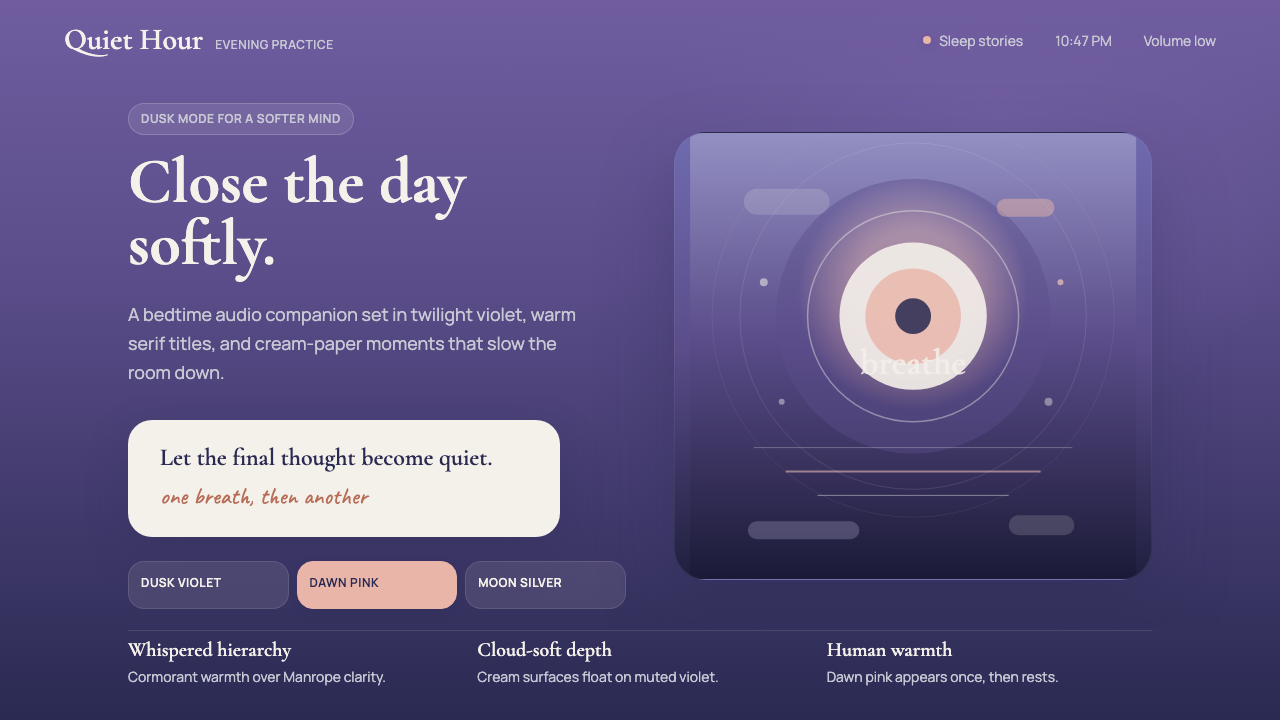 Calm App Purple Meditation design style — example