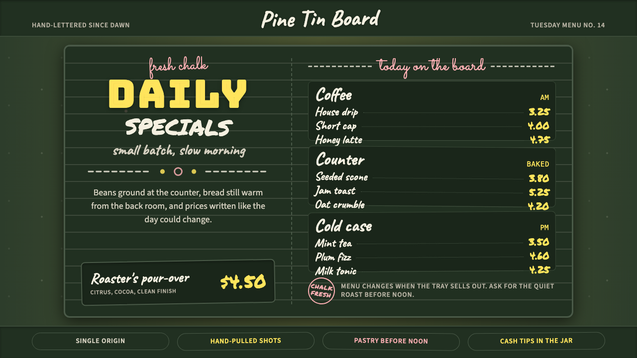 Chalkboard Cafe Menu (2010) design style — example
