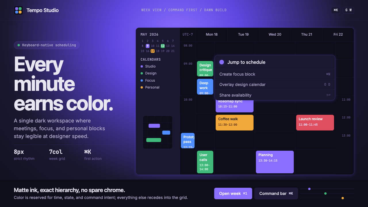 Cron Calendar design style — example