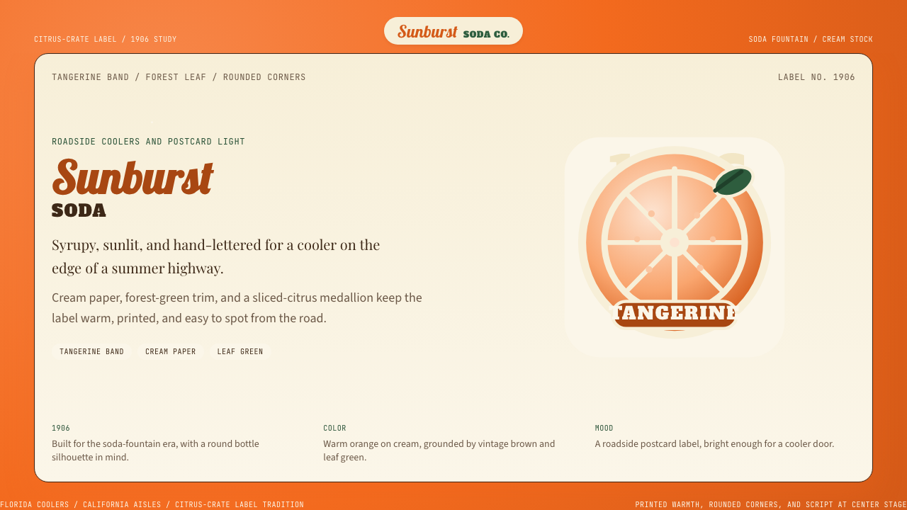 Orange Crush Soda (1906) design style — example