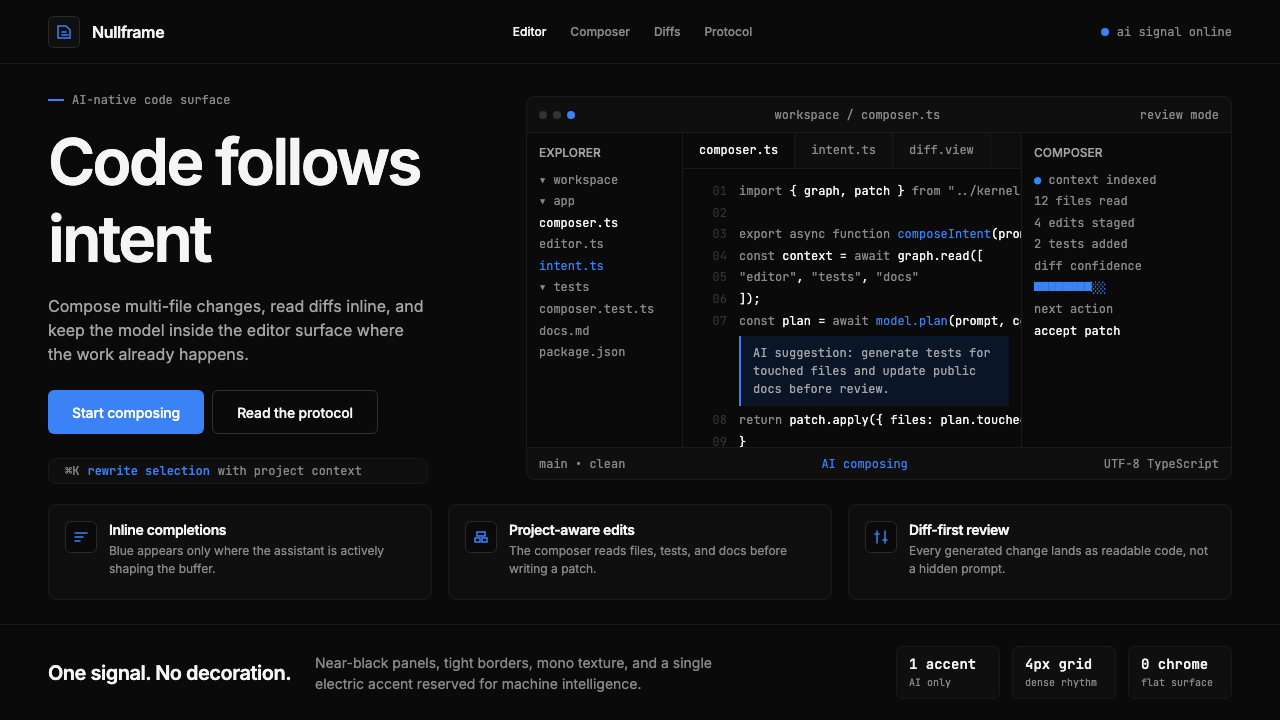 Cursor IDE design style — example