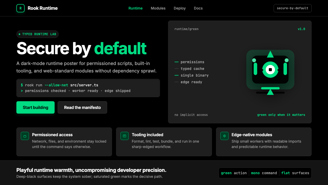 Deno Runtime-Green design style — example