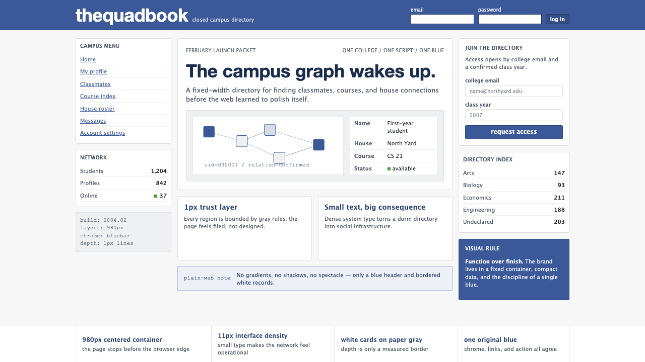 Facebook 2004 design style — example