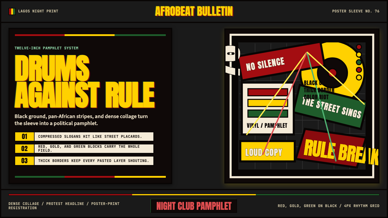 Fela Kuti Afrobeat Album (1976) design style — example