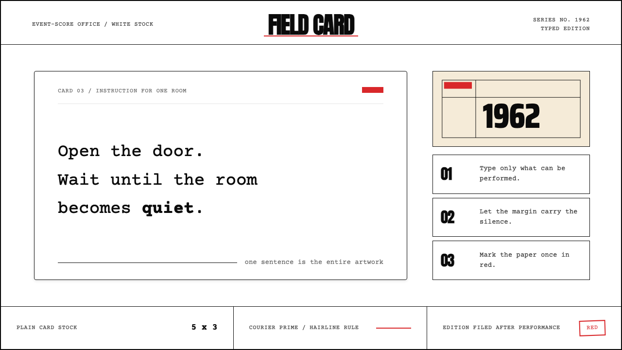 Fluxus Event Score (1962) design style — example