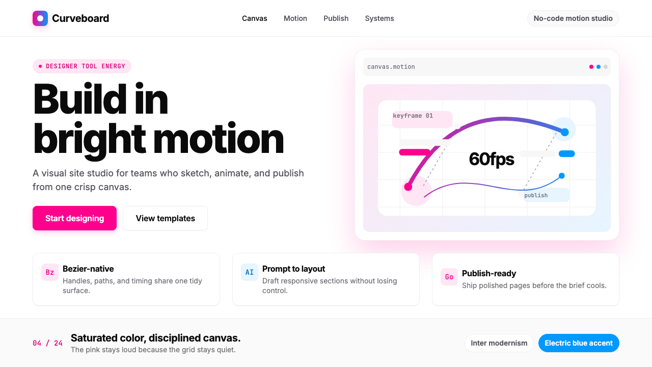 Framer Motion Pink design style — example