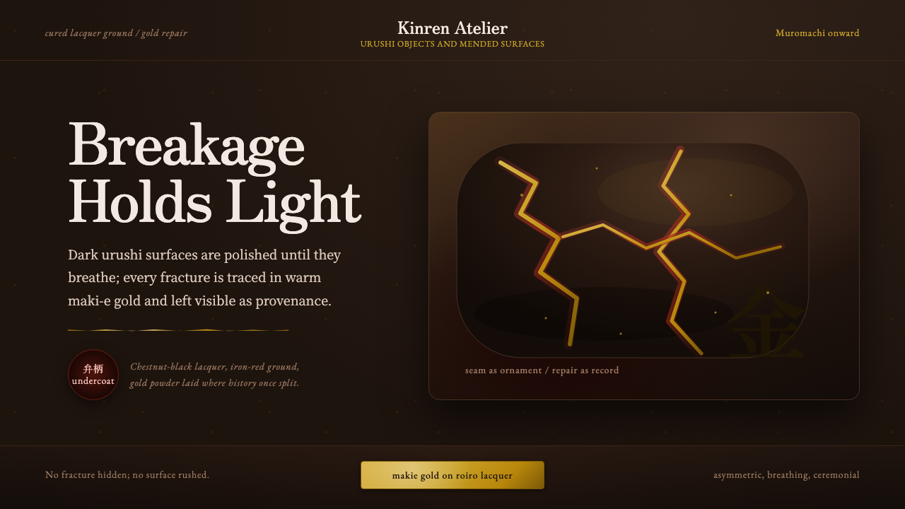Kintsugi & Urushi Lacquer design style — example