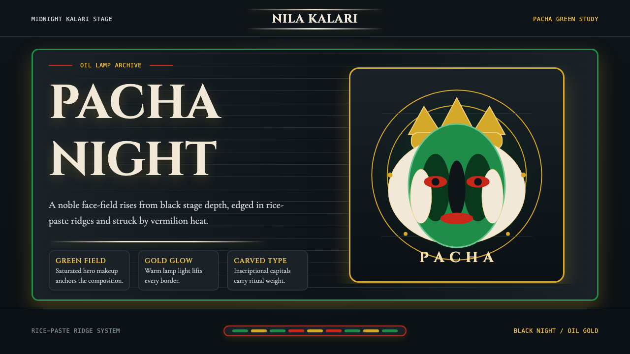 Kerala Kathakali (Pacha Green Makeup) design style — example