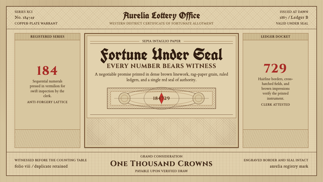 Engraved Lottery Ticket design style — example